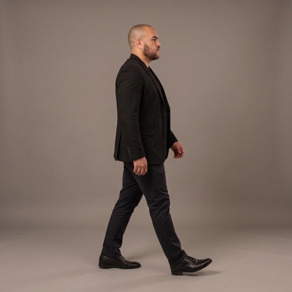 Joey Gracon caminando en un retrato editorial